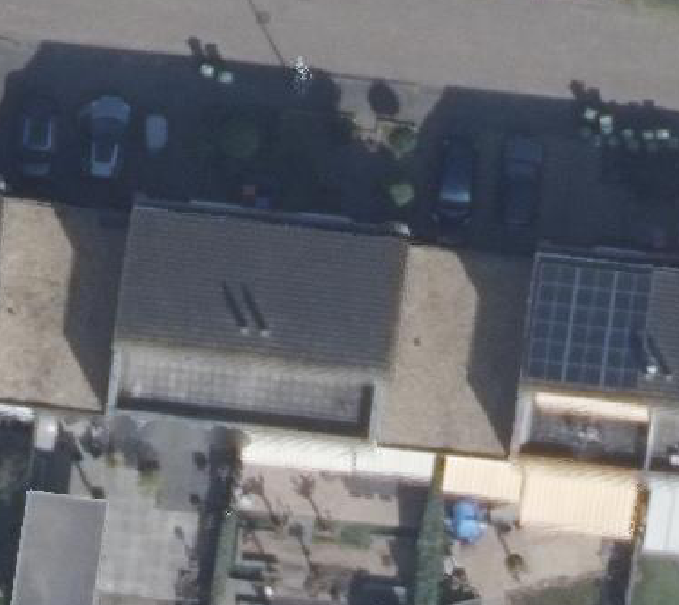 True ortho Luchtfoto op daksegment ingezoomd