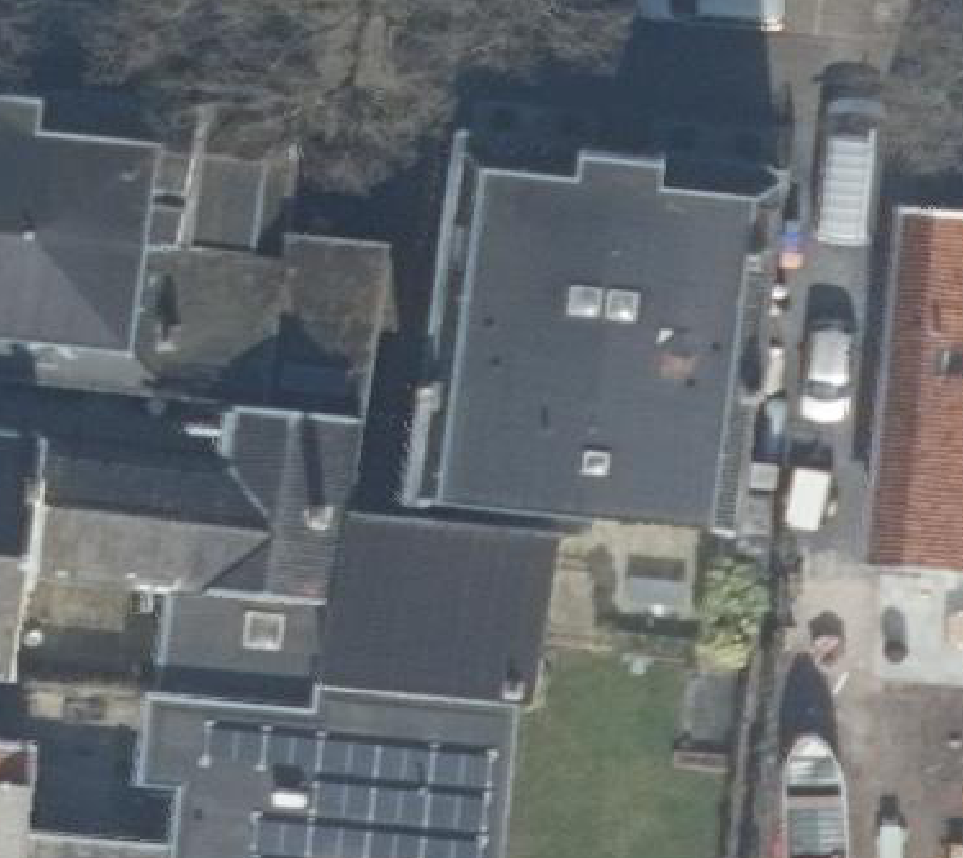 True ortho Luchtfoto op daksegment ingezoomd