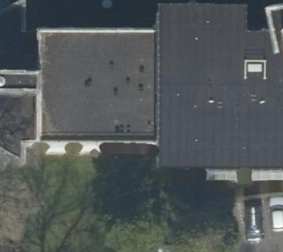 True ortho Luchtfoto op daksegment ingezoomd