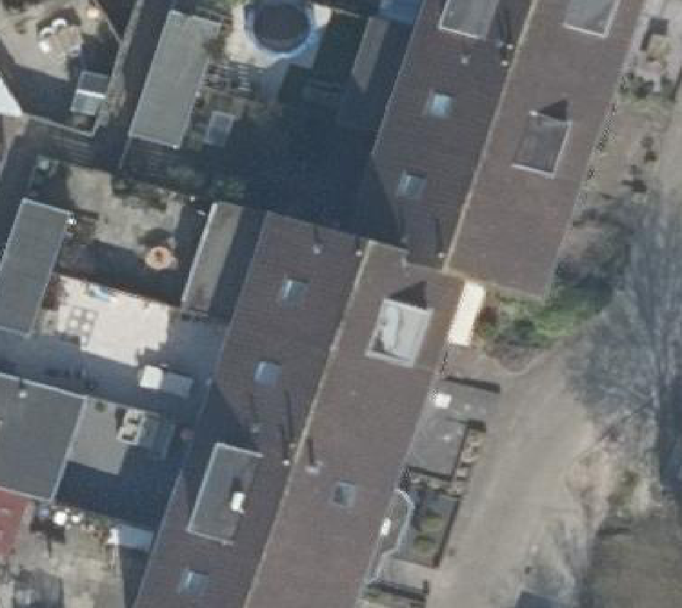 True ortho Luchtfoto op daksegment ingezoomd