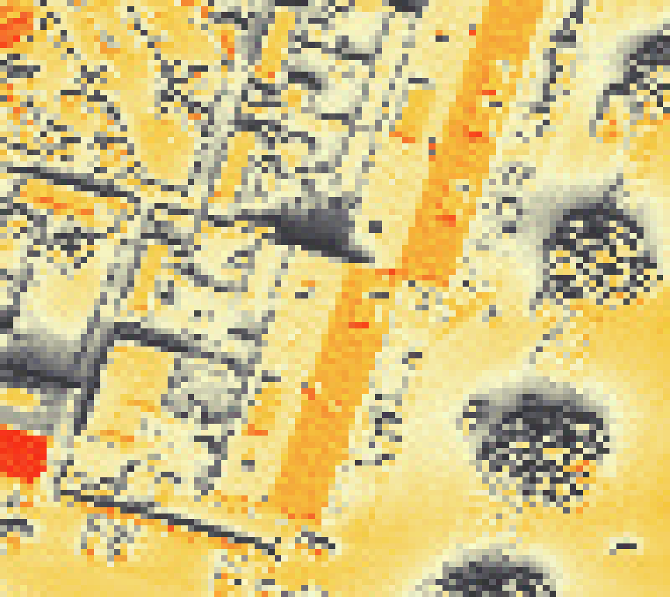 PV-irradiatie op daksegment met intensiteitsverdeling van zonlicht