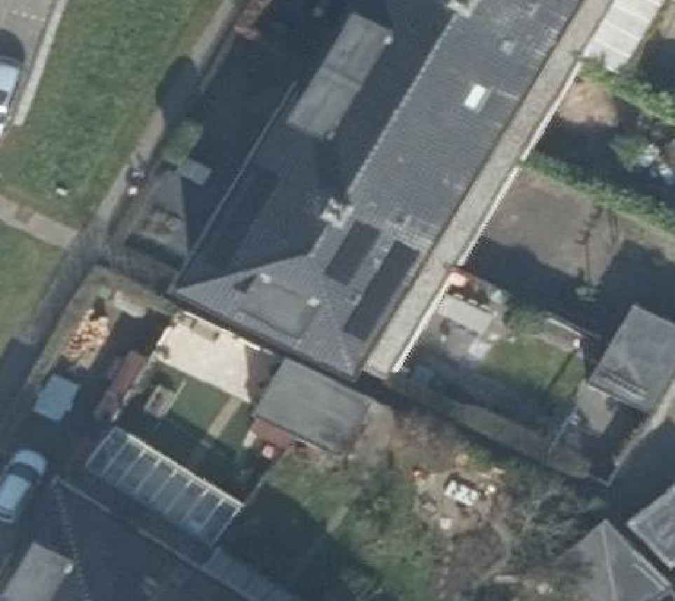 True ortho Luchtfoto op daksegment ingezoomd
