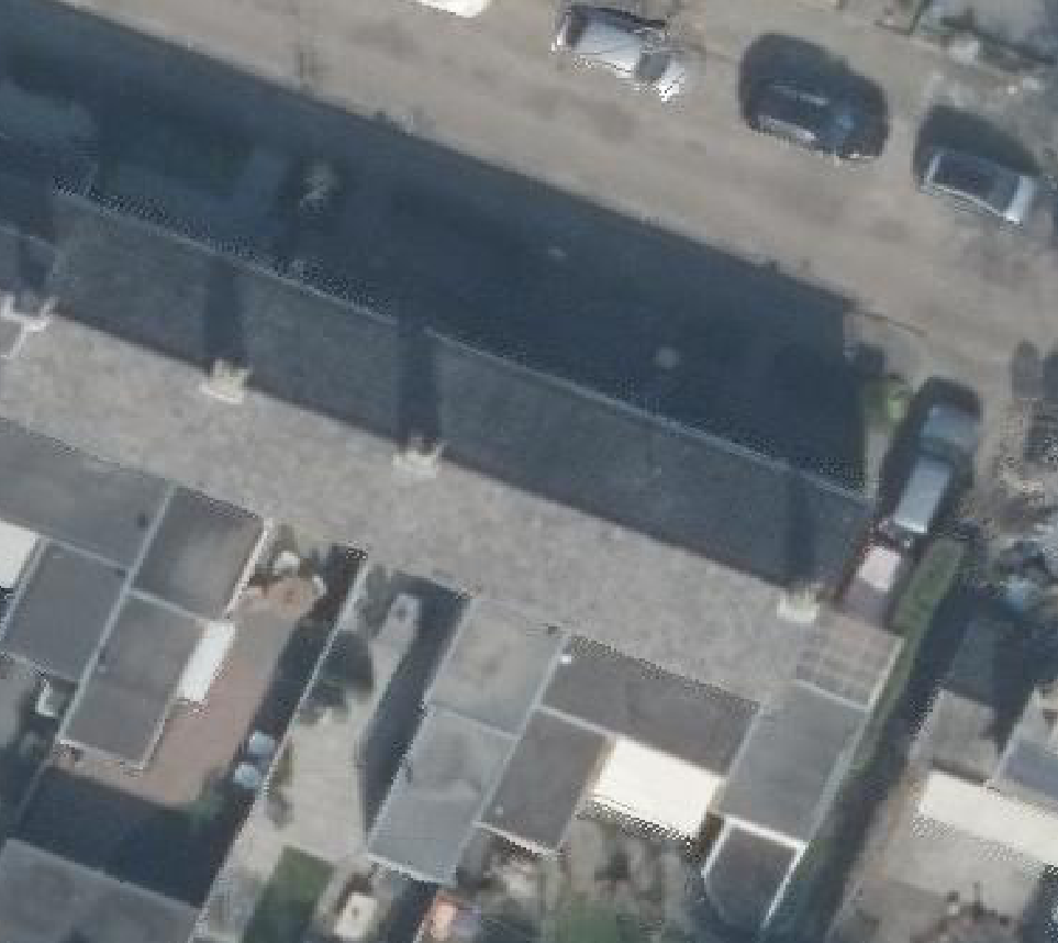 True ortho Luchtfoto op daksegment ingezoomd