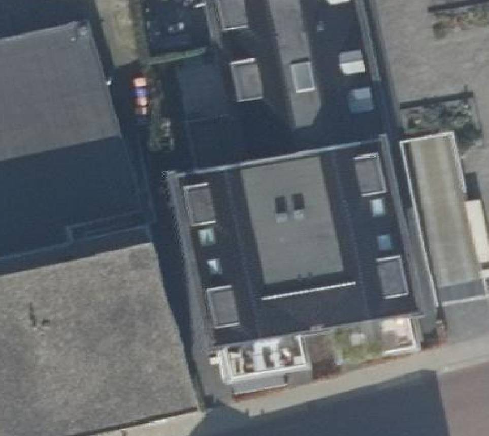 True ortho Luchtfoto op daksegment ingezoomd