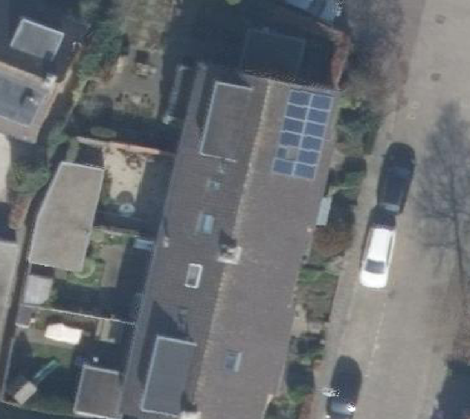 True ortho Luchtfoto op daksegment ingezoomd