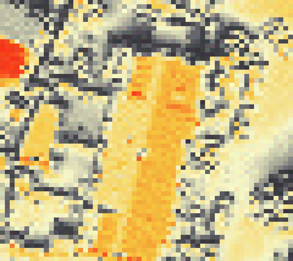 PV-irradiatie op daksegment ingezoomd met intensiteitsverdeling van zonlicht