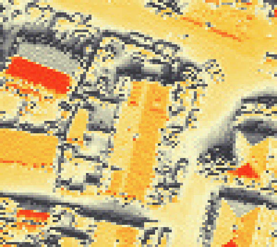 PV-irradiatie op daksegment met intensiteitsverdeling van zonlicht