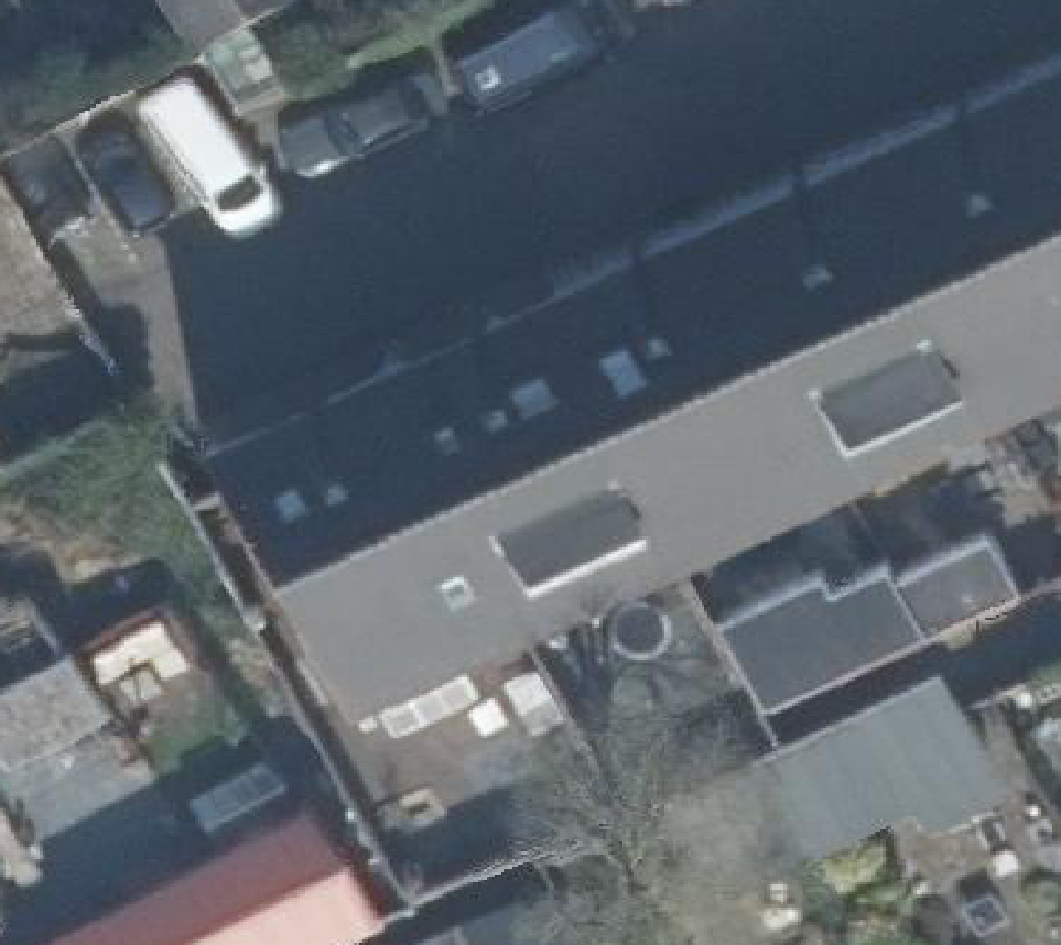 True ortho Luchtfoto op daksegment ingezoomd