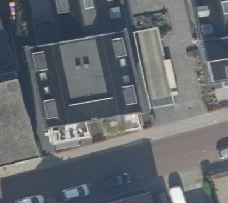 True ortho Luchtfoto op daksegment ingezoomd