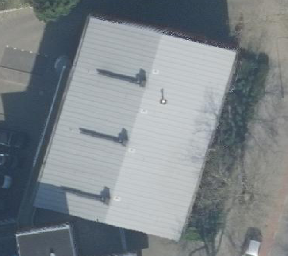 True ortho Luchtfoto op daksegment ingezoomd