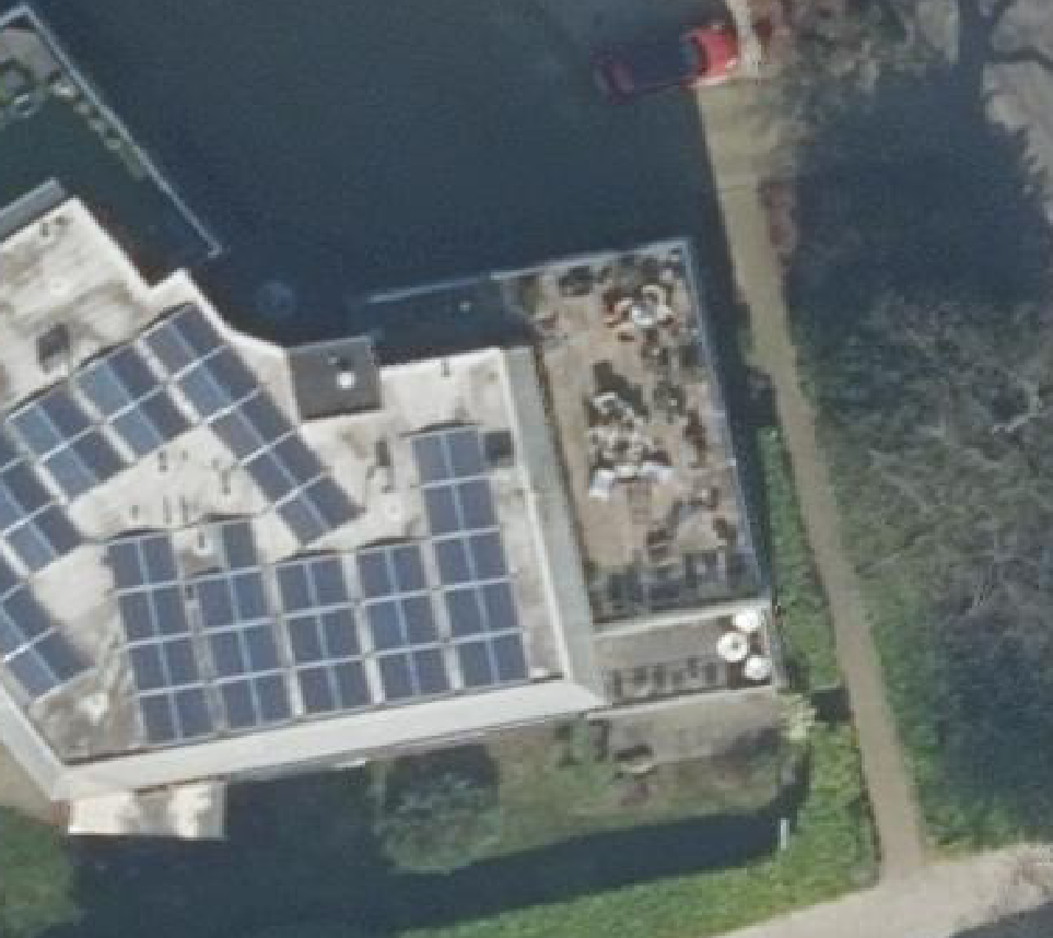 True ortho Luchtfoto op daksegment ingezoomd