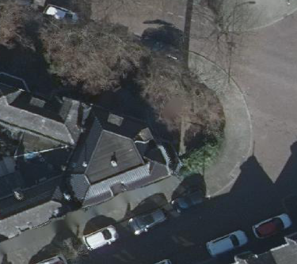True ortho Luchtfoto op daksegment ingezoomd