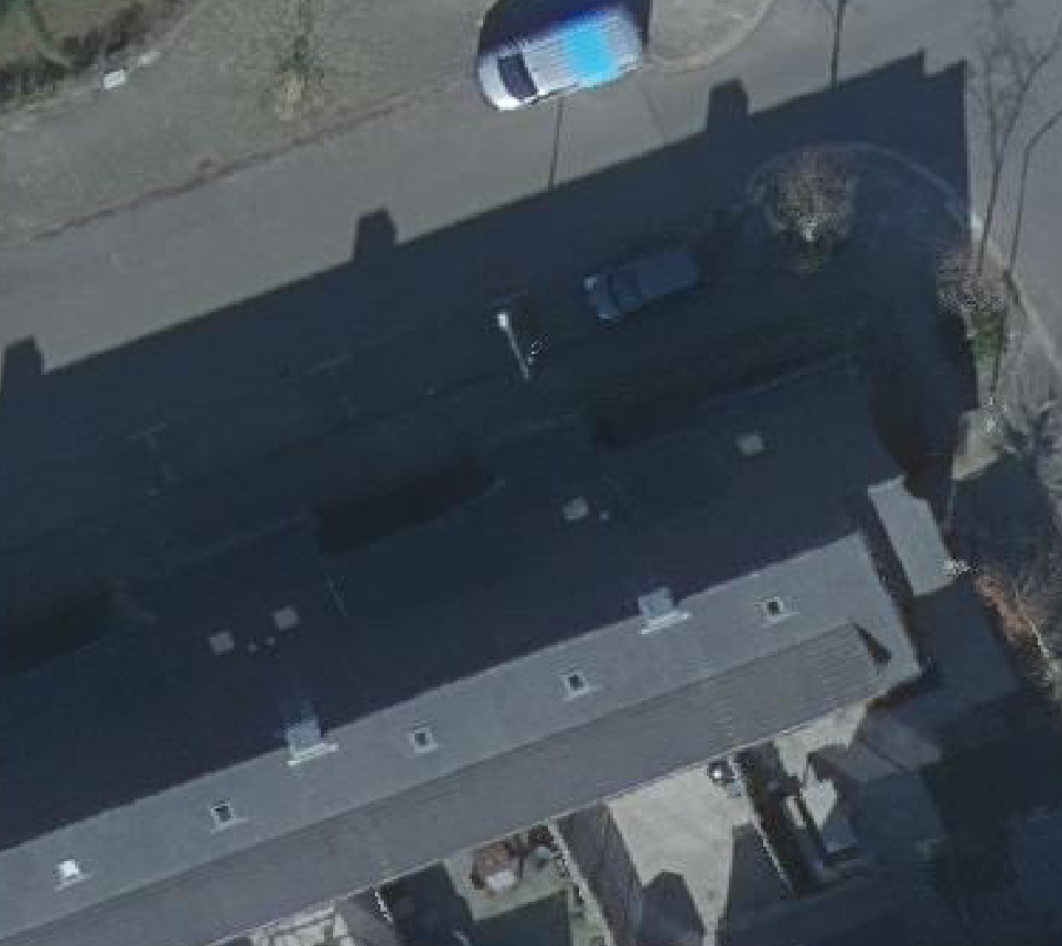 True ortho Luchtfoto op daksegment ingezoomd