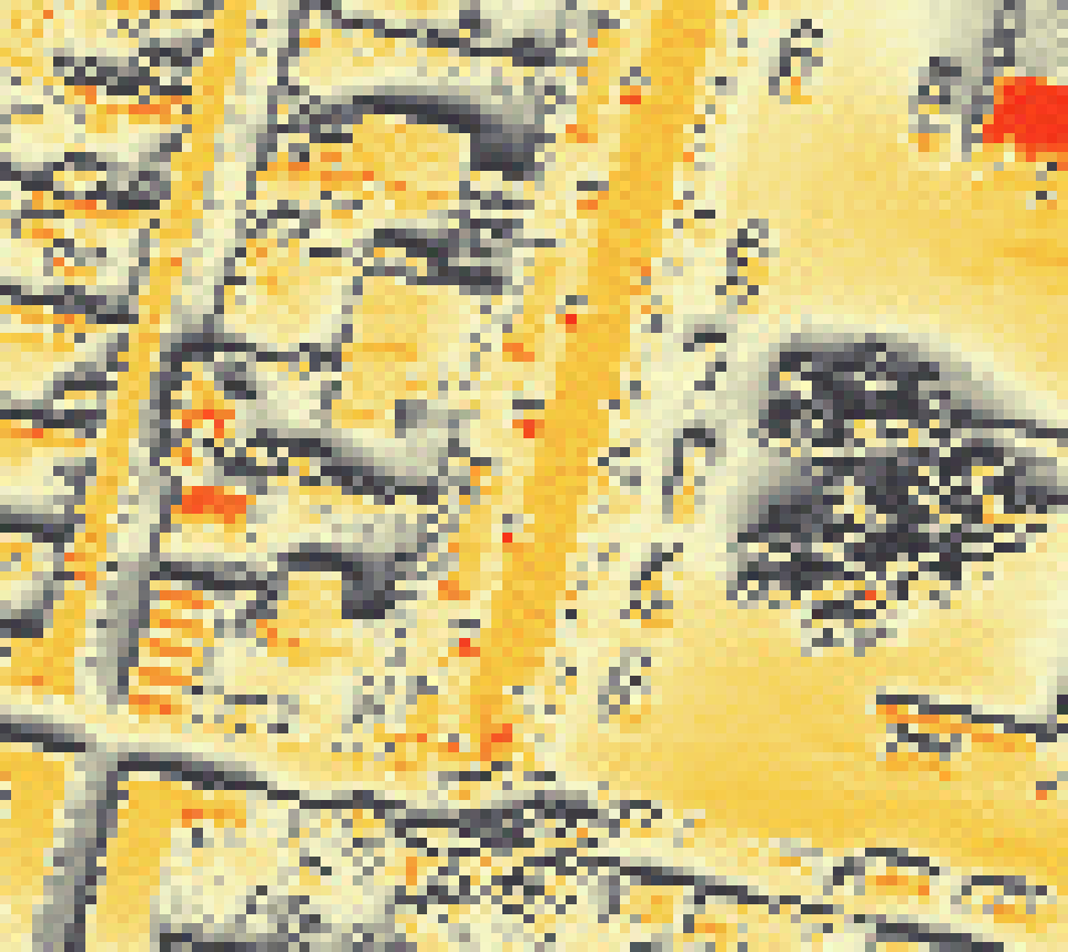 PV-irradiatie op daksegment met intensiteitsverdeling van zonlicht