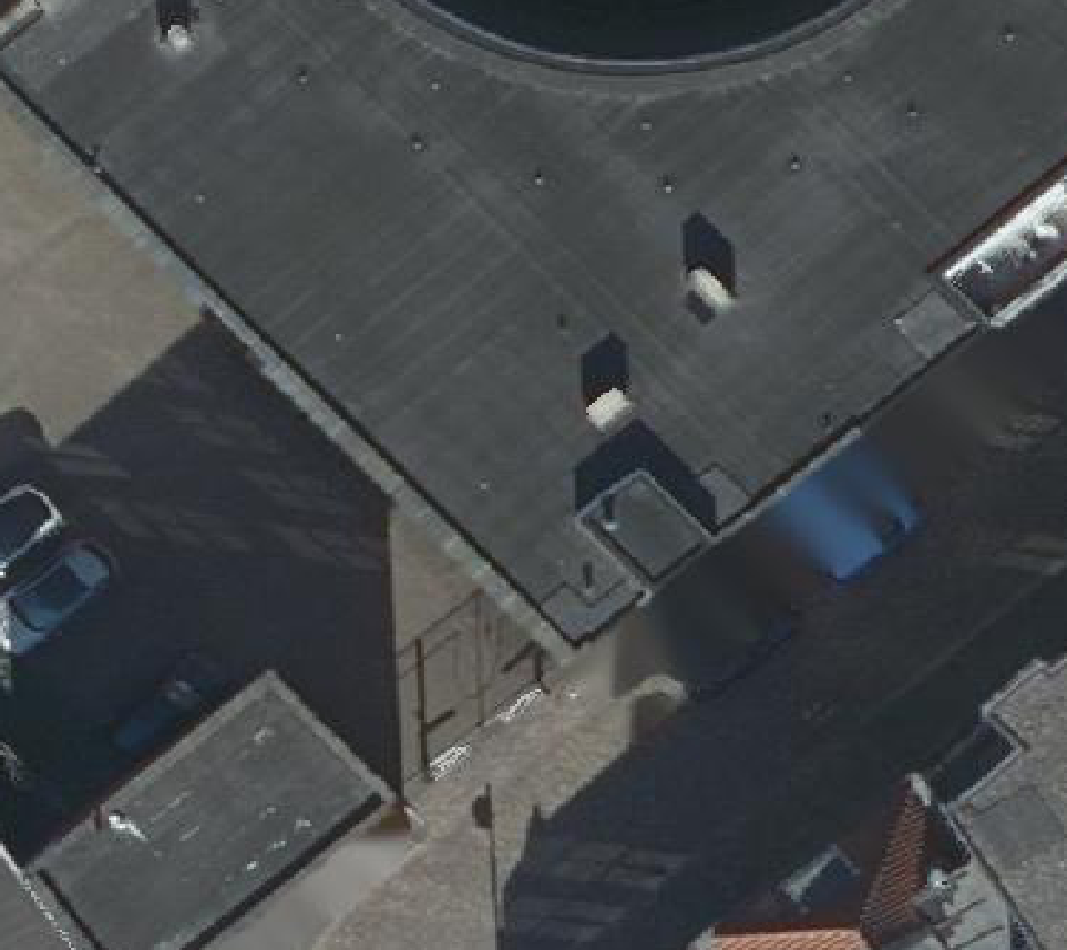 True ortho Luchtfoto op daksegment ingezoomd