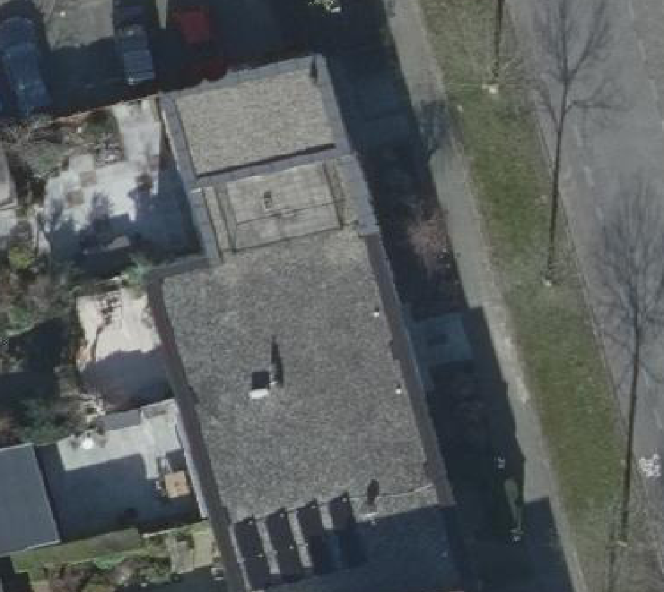 True ortho Luchtfoto op daksegment ingezoomd