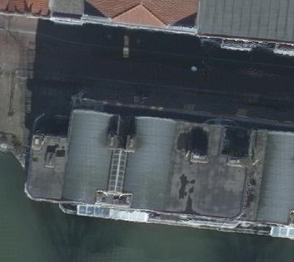 True ortho Luchtfoto op daksegment ingezoomd