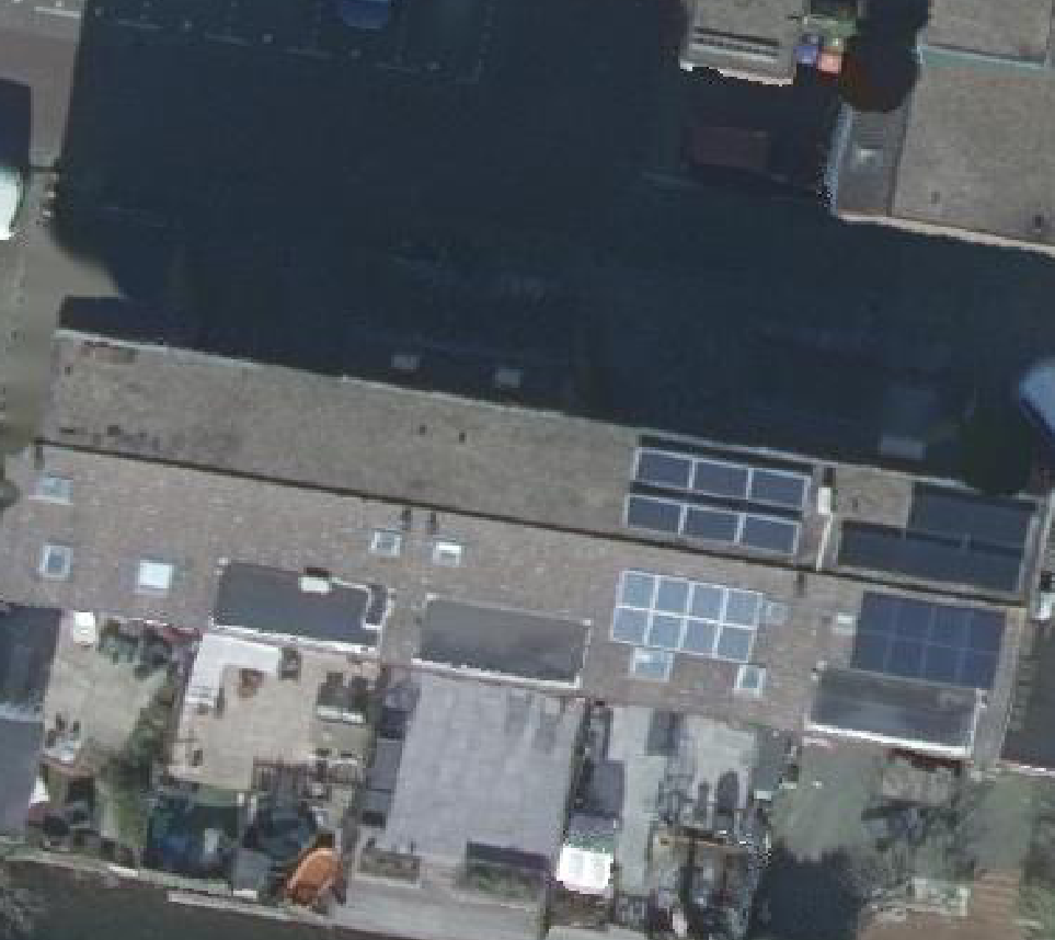 True ortho Luchtfoto op daksegment ingezoomd