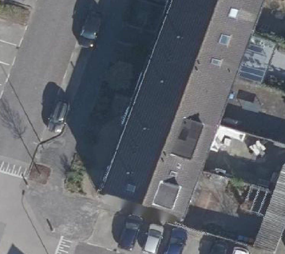 True ortho Luchtfoto op daksegment ingezoomd