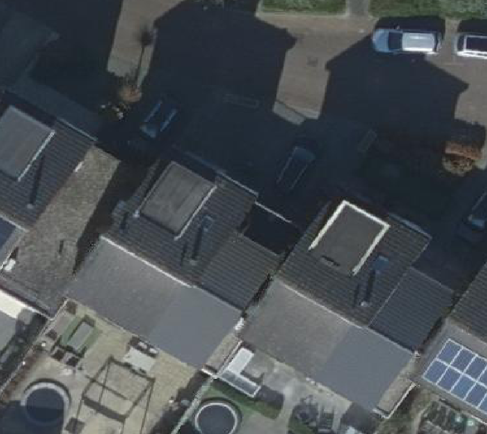 True ortho Luchtfoto op daksegment ingezoomd