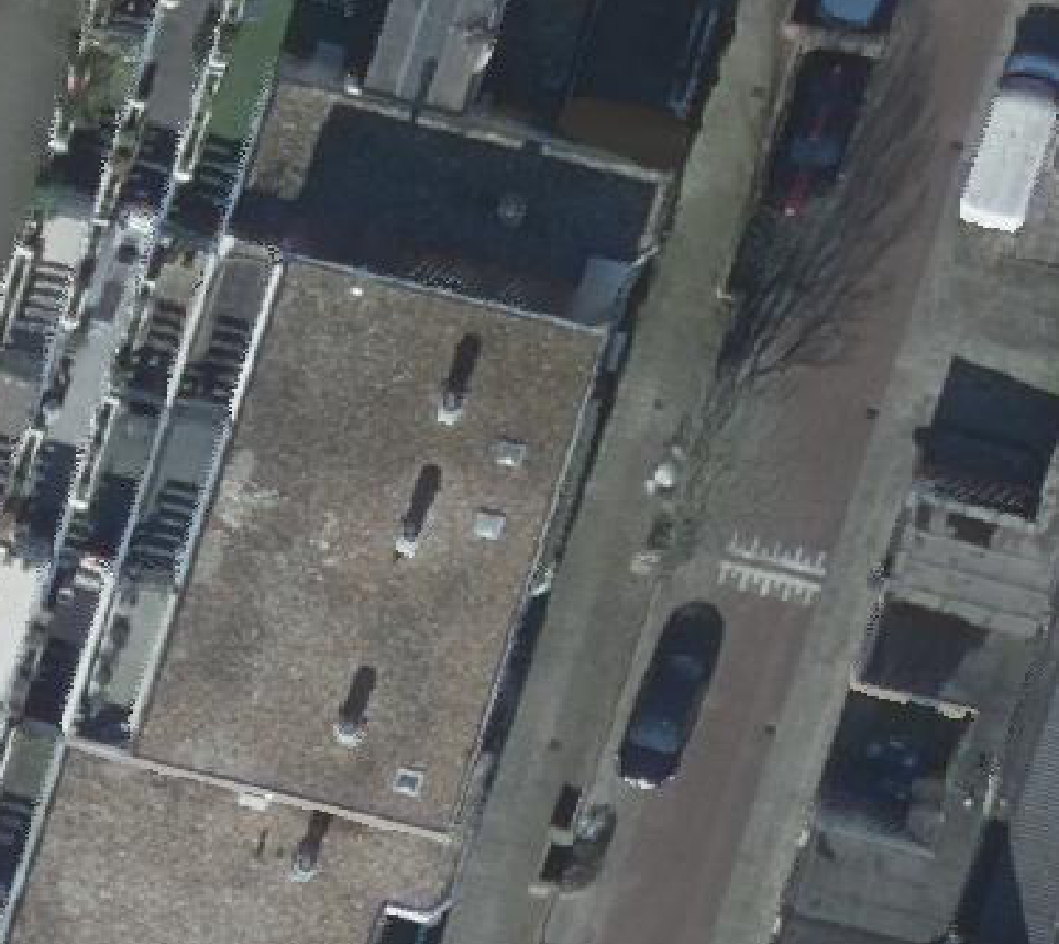 True ortho Luchtfoto op daksegment ingezoomd