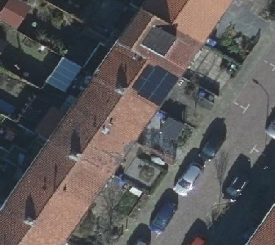 True ortho Luchtfoto op daksegment ingezoomd