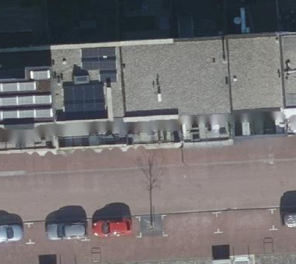 True ortho Luchtfoto op daksegment ingezoomd