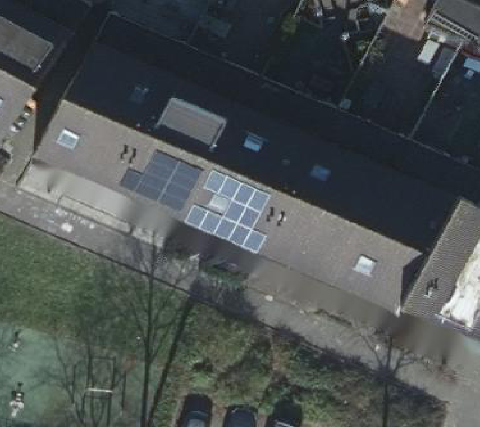 True ortho Luchtfoto op daksegment ingezoomd