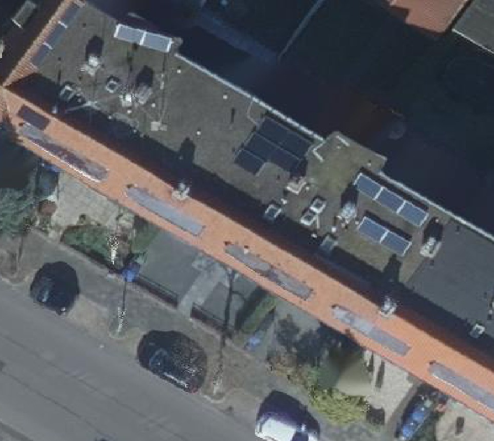 True ortho Luchtfoto op daksegment ingezoomd