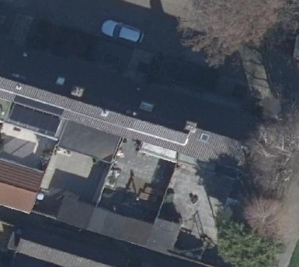 True ortho Luchtfoto op daksegment ingezoomd