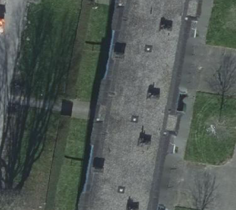 True ortho Luchtfoto op daksegment ingezoomd