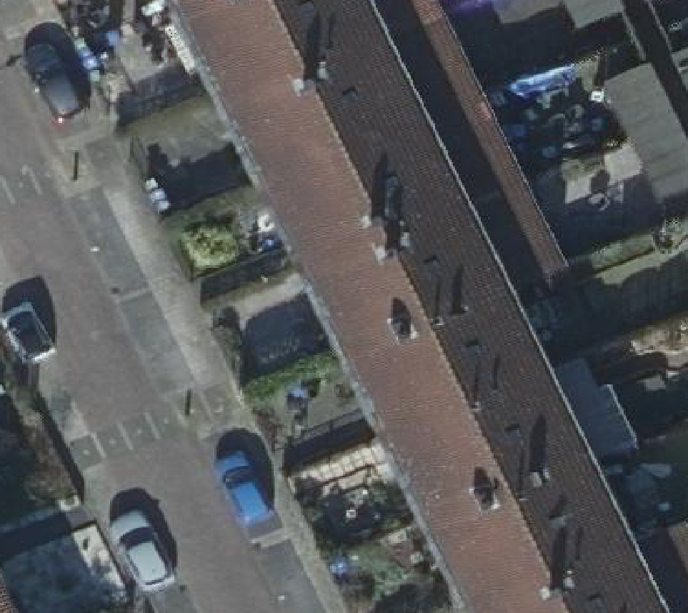 True ortho Luchtfoto op daksegment ingezoomd