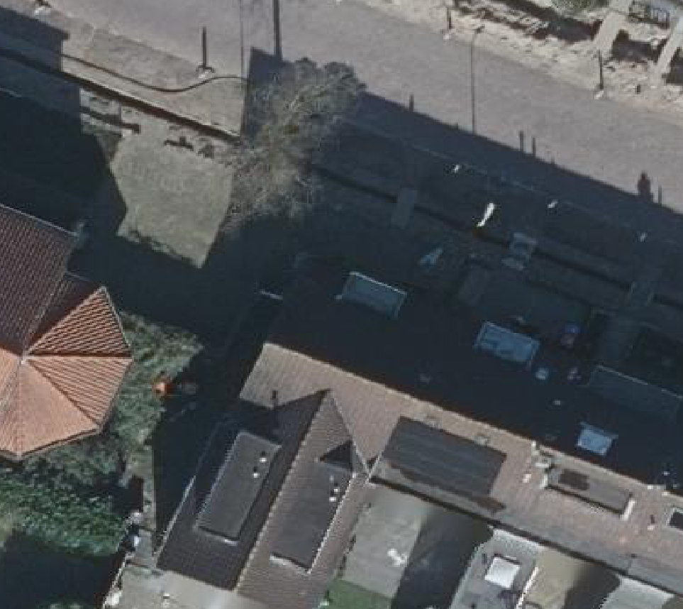 True ortho Luchtfoto op daksegment ingezoomd
