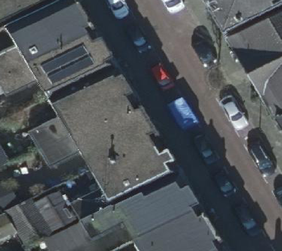 True ortho Luchtfoto op daksegment ingezoomd