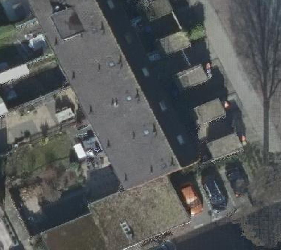True ortho Luchtfoto op daksegment ingezoomd