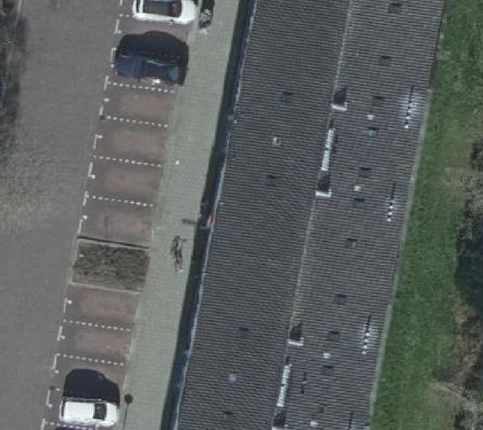 True ortho Luchtfoto op daksegment ingezoomd