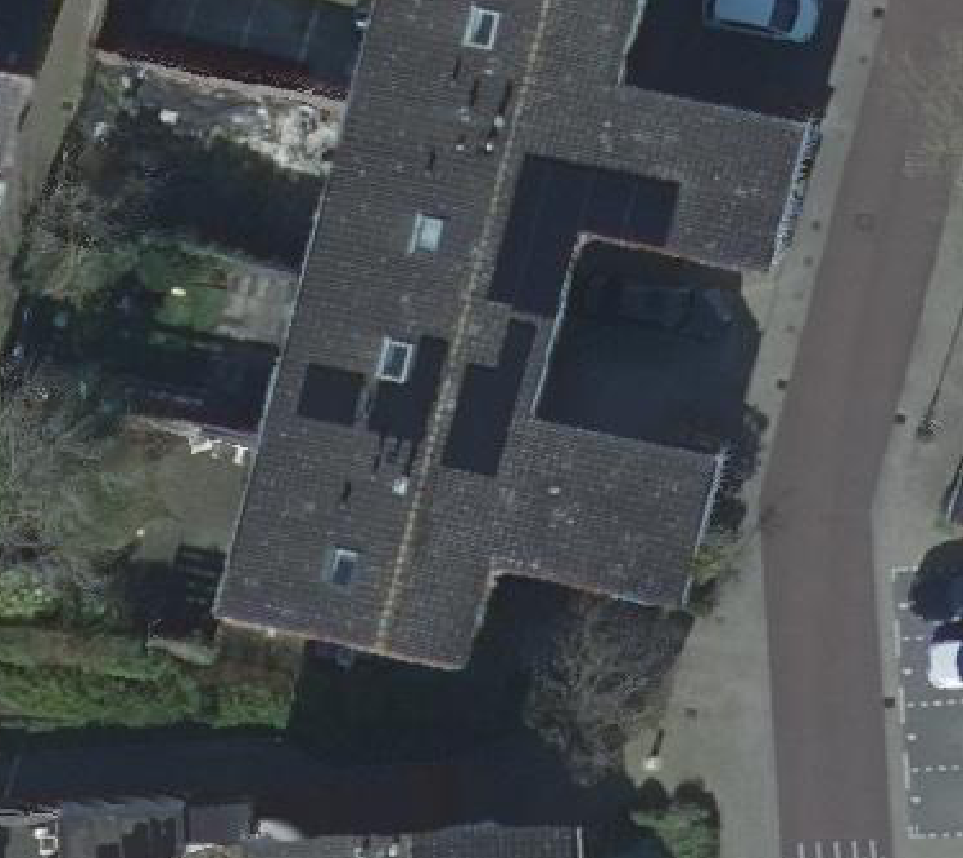 True ortho Luchtfoto op daksegment ingezoomd