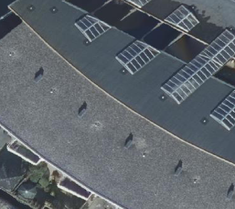 True ortho Luchtfoto op daksegment ingezoomd