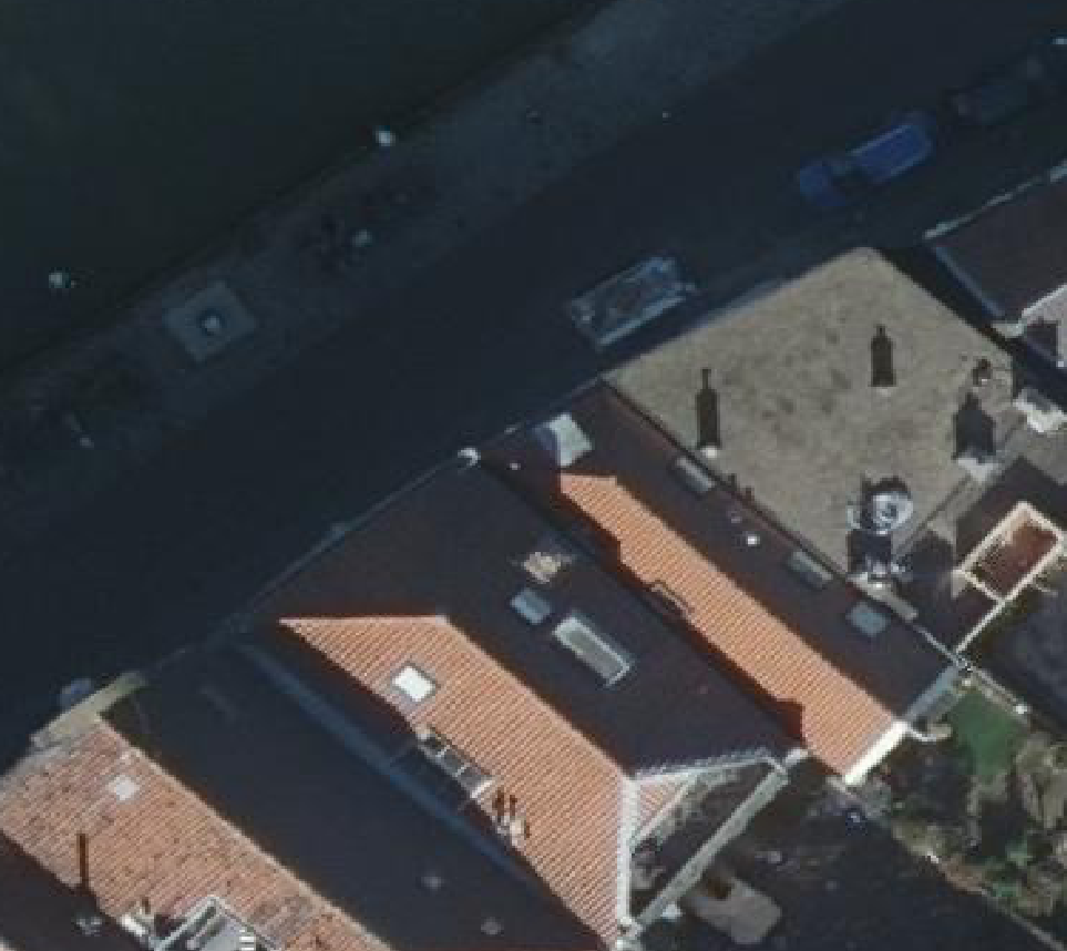 True ortho Luchtfoto op daksegment ingezoomd
