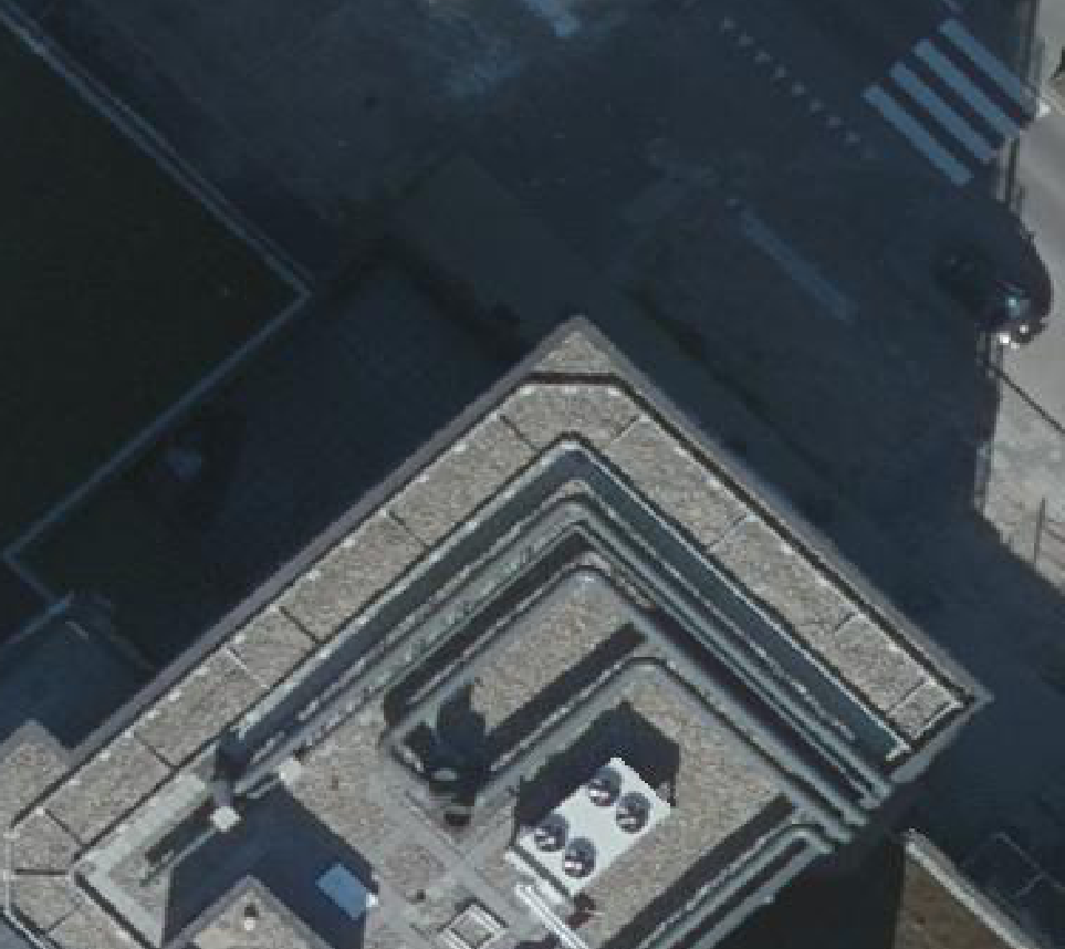True ortho Luchtfoto op daksegment ingezoomd