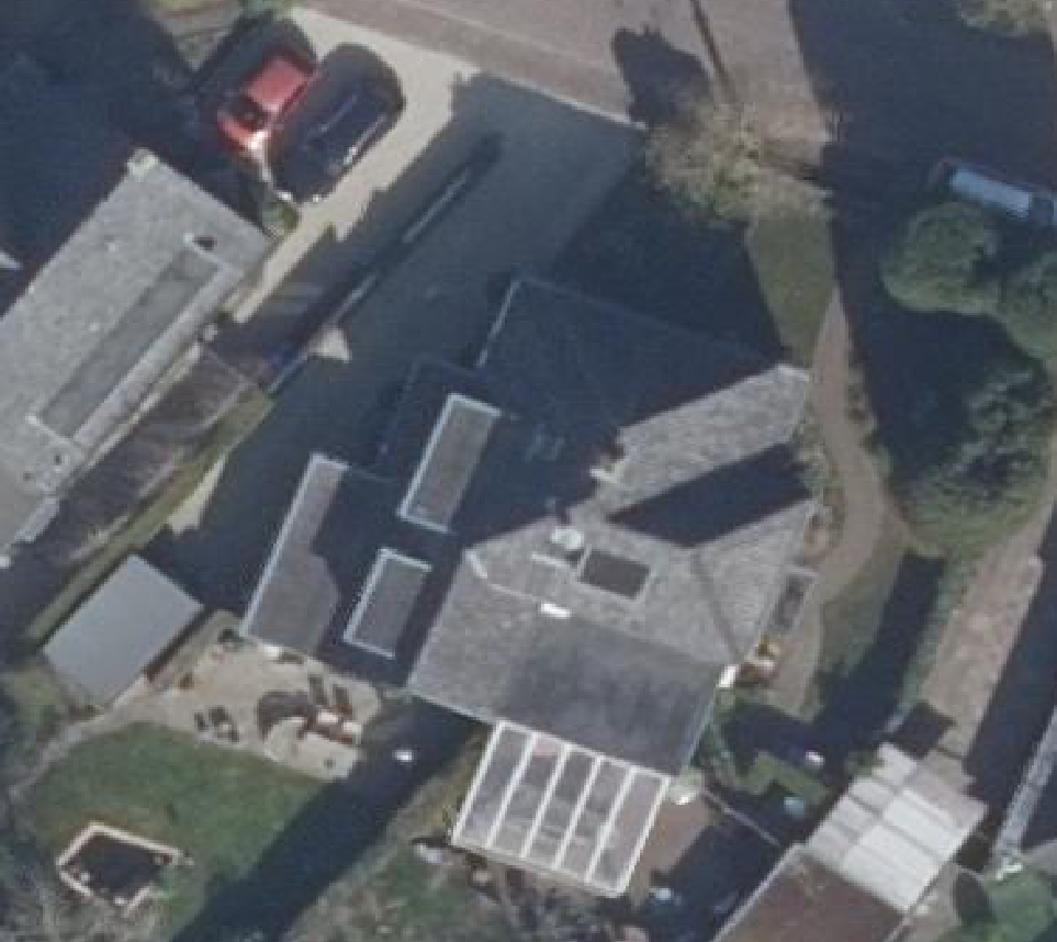 True ortho Luchtfoto op daksegment ingezoomd