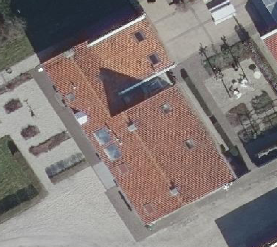 True ortho Luchtfoto op daksegment ingezoomd