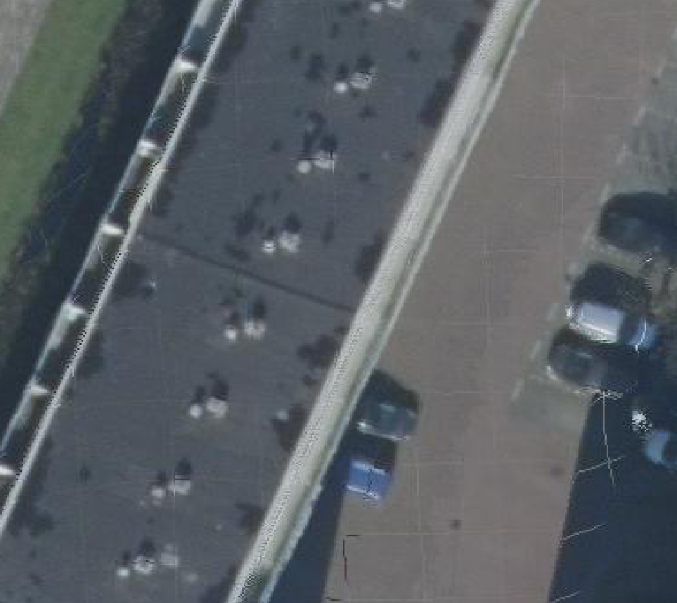 True ortho Luchtfoto op daksegment ingezoomd