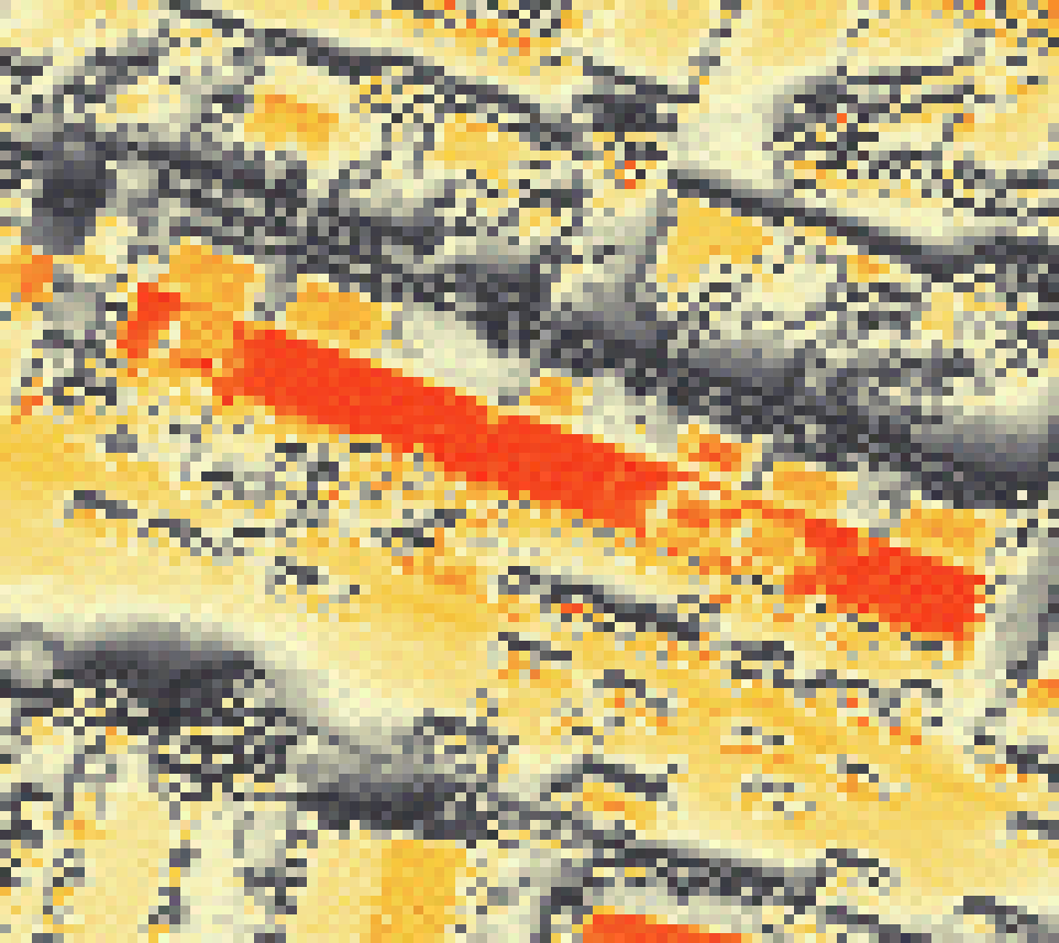 PV-irradiatie op daksegment met intensiteitsverdeling van zonlicht