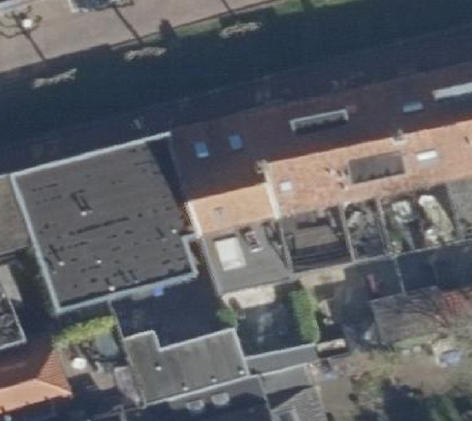 True ortho Luchtfoto op daksegment ingezoomd