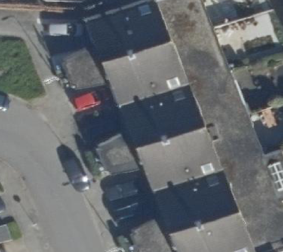 True ortho Luchtfoto op daksegment ingezoomd