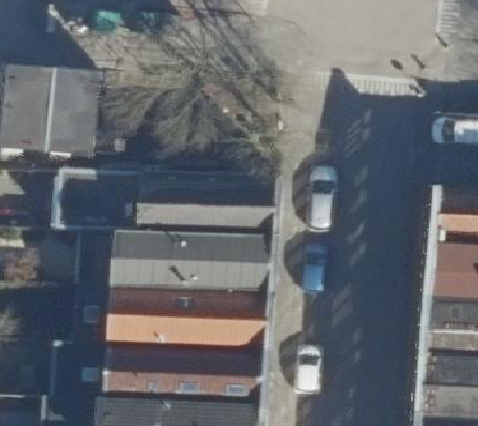 True ortho Luchtfoto op daksegment ingezoomd