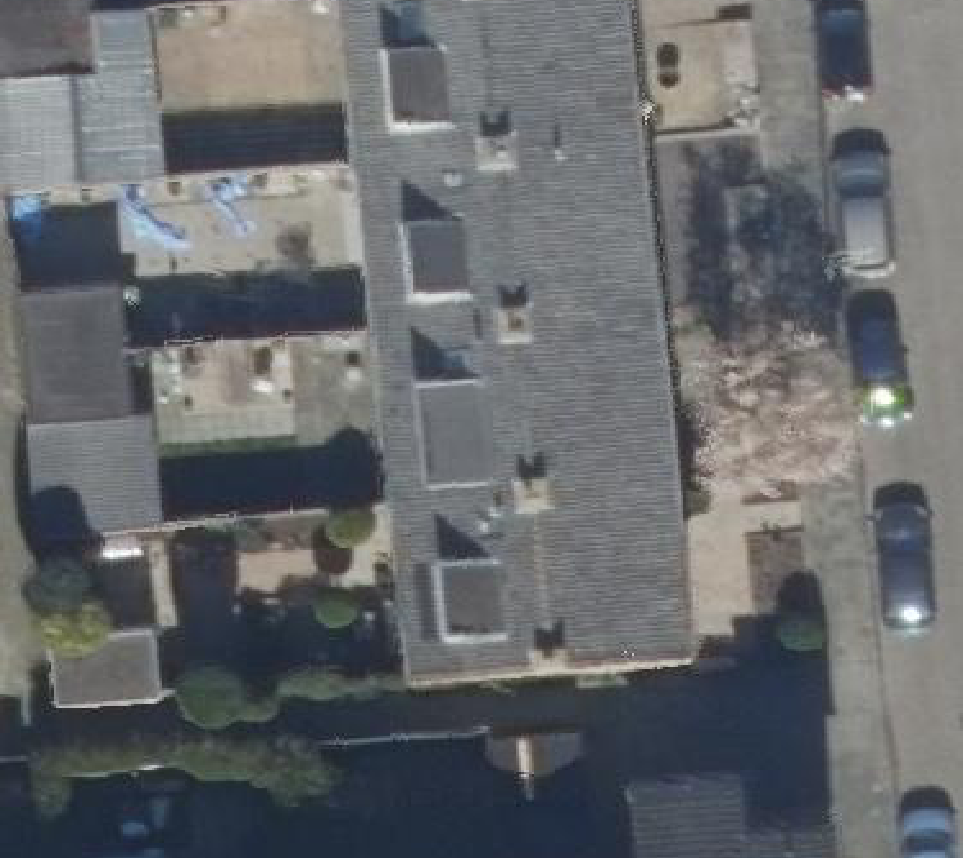 True ortho Luchtfoto op daksegment ingezoomd