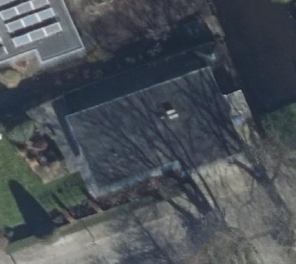 True ortho Luchtfoto op daksegment ingezoomd