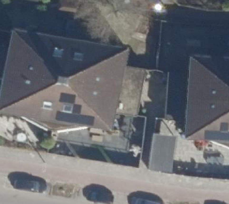 True ortho Luchtfoto op daksegment ingezoomd